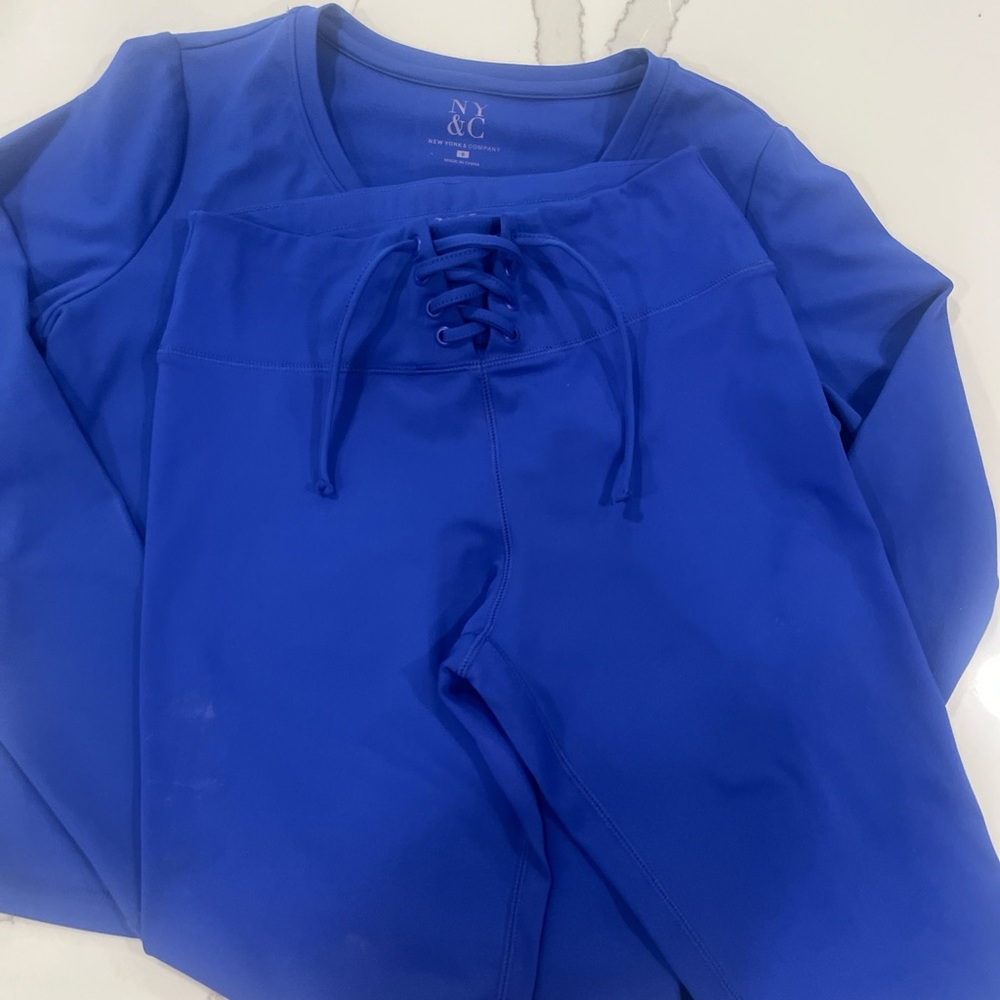 Blue Long Sleeve Top and Leggings Set